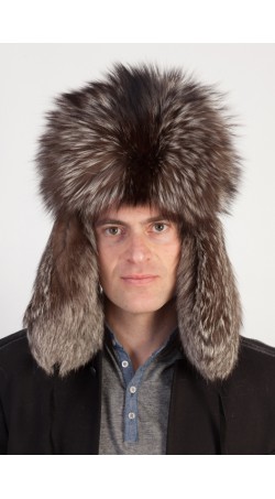 Silver fox fur hat - Russian style hat